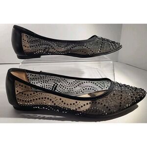 BCBGeneration Women's 7M Black‎ Studded Mesh Ballet Flats Shoes Whimsygoth